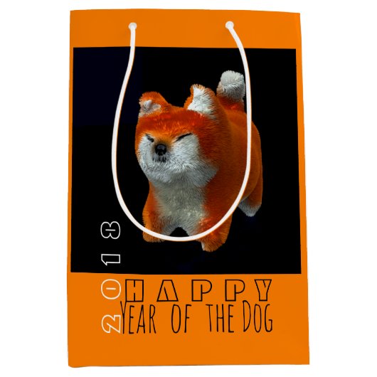 Shiba Puppy 3D Digital Art Dog Jahr 2018 MGift B3 Mittlere Geschenktüte (Vorderseite)