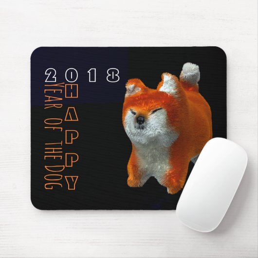 Shiba Puppy 3D Digital Art Dog Jahr 2018 Mousepad (Mit Mouse)