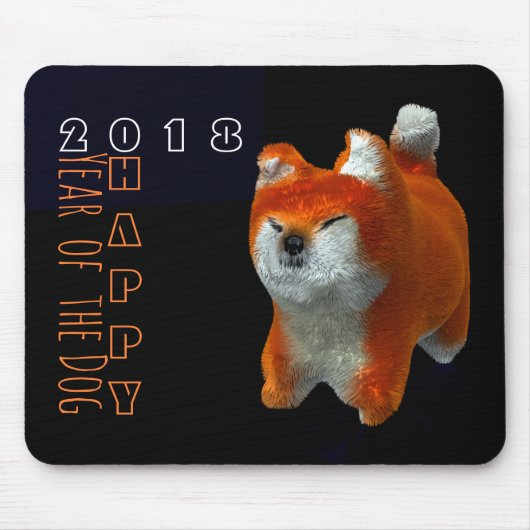 Shiba Puppy 3D Digital Art Dog Jahr 2018 Mousepad (Vorne)