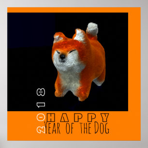 Shiba Puppy 3D Digital Art Dog Jahr 2018 S Poster