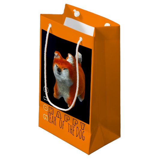 Shiba Puppy 3D Digital Art Dog Jahr 2018 SGift B2 Kleine Geschenktüte (Vorderseite Schrägansicht)