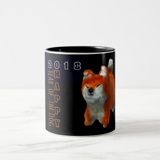 Shiba Puppy 3D Digital Art Dog Jahr Zodiac 2T Tass Zweifarbige Tasse (Mittel)
