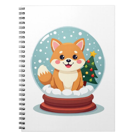 Shiba-Schneekugel Notizblock (Vorderseite)