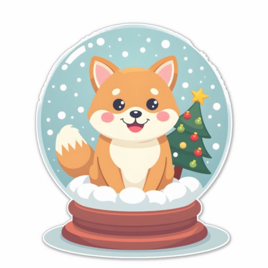 Shiba Snow Globe Aufkleber (Vorderseite)