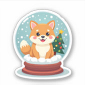 Shiba Snow Globe Aufkleber (Vorderseite)