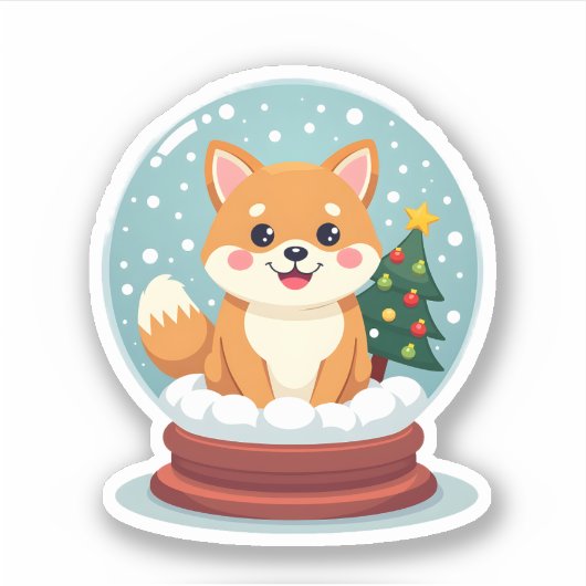 Shiba Snow Globe Aufkleber (Vorderseite)