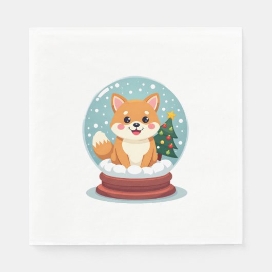 Shiba Snow Globe Serviette (Vorderseite)
