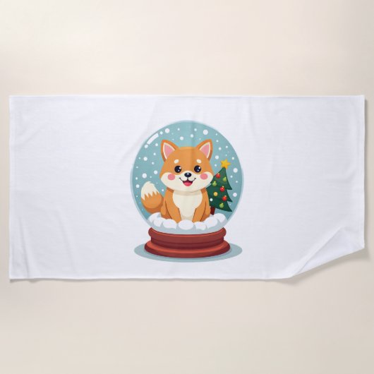Shiba Snow Globe Strandtuch (Vorderseite)