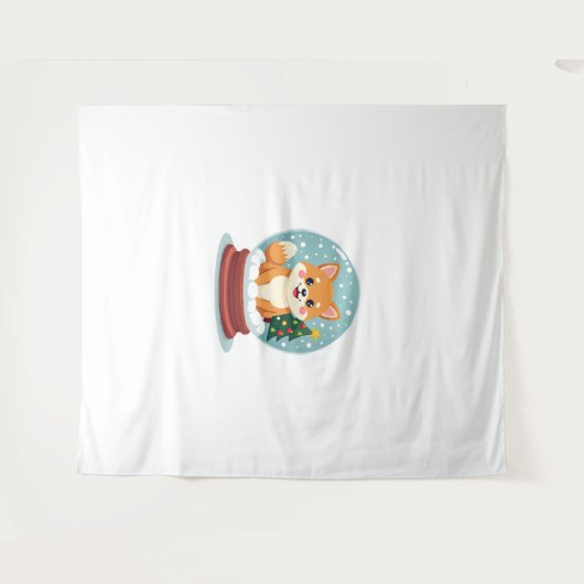 Shiba Snow Globe Wandteppich (Vorderseite (Horizontal))