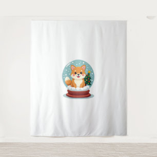 Shiba Snow Globe Wandteppich