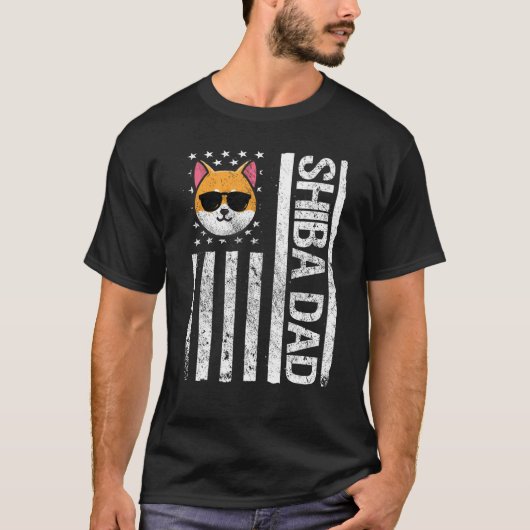 Shiba Vater American USA Flag Shiba Inu Eigentümer T-Shirt (Vorderseite)