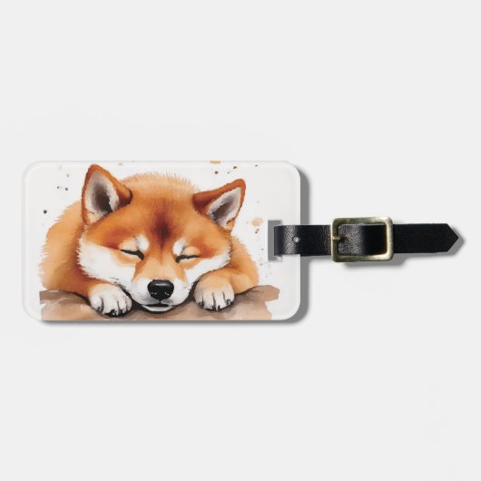 Shiba wird schlaflose Gepäckmarke Gepäckanhänger (Vorderseite horizontal)