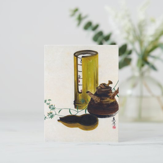 Shibata Zeshin Sencha Tea Set Postkarte (Stehend Vorderseite)