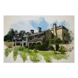 Shibden Hall Aquarell-Kunst - Historisches Halifax Poster