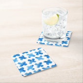 Shibori-blaue Wasserfarben-Kreuze x Muster Rechteckiger Pappuntersetzer (Vor Ort)