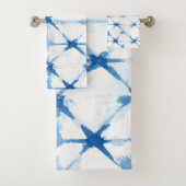 Shibori Blue Gefärbte Krawatte Dreieck Badetuch Badhandtuch Set (Insitu)