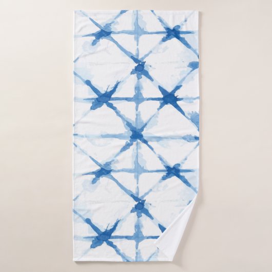 Shibori Blue Gefärbte Krawatte Dreieck Badetuch Badhandtuch Set (Badehandtuch)