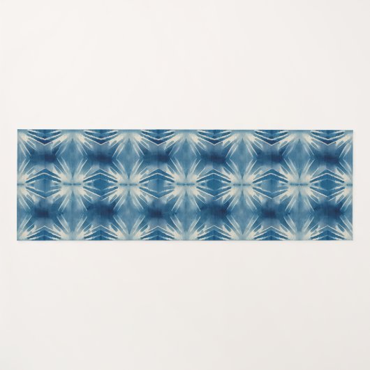 Shibori Blue Gefärbte Krawatte Japan Traditionelle Yogamatte (Vorderseite (Horizontal))