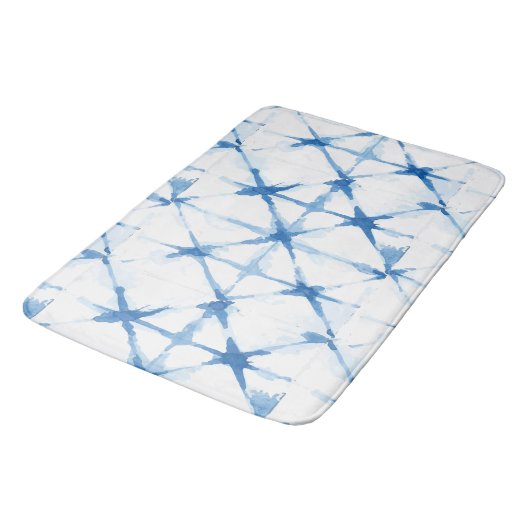 Shibori Blue Gefärbte Krawatte Triangle Bath Mat Badematte (Schrägansicht)