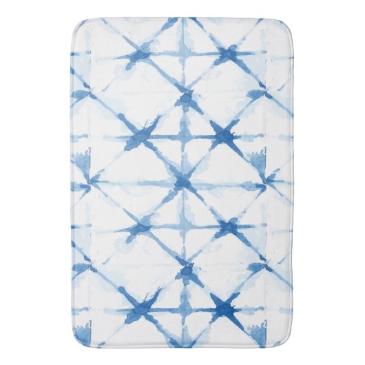 Shibori Blue Gefärbte Krawatte Triangle Bath Mat Badematte (Vorderseite Vertikal)