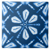 Shibori Blue Star Blume Fliese (Vorderseite)