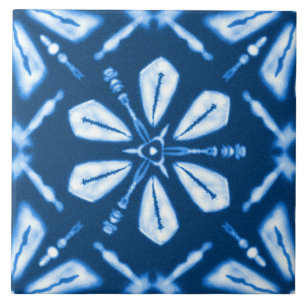 Shibori Blue Star Blume Fliese