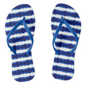 Shibori Blue Stripe Gefärbte Krawatte Muster Flip  Badesandalen (Fußbett)