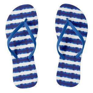 Shibori Blue Stripe Gefärbte Krawatte Muster Flip  Badesandalen