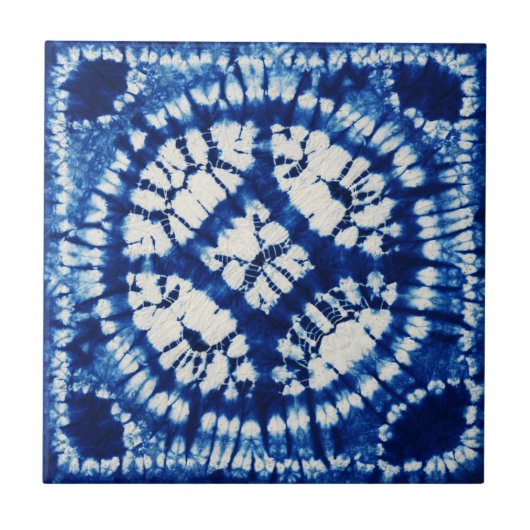 Shibori Dyed Keramik Tile Fliese (Vorderseite)