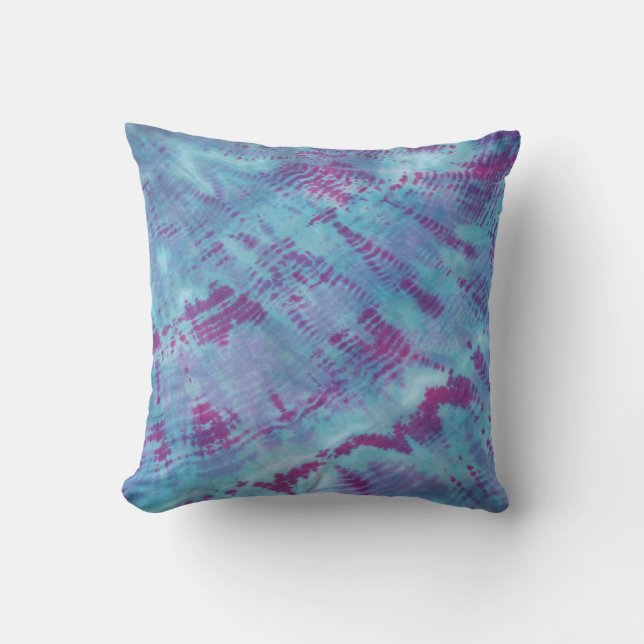 Shibori Fabric Boho Lila Gefärbte Krawatte Pillow Kissen (Vorderseite)