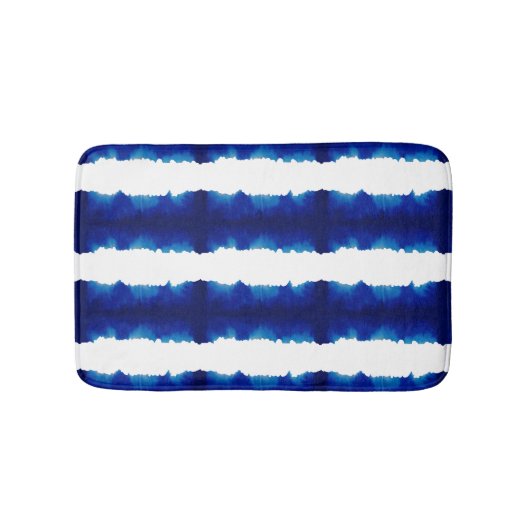 Shibori Gefärbte Krawatte Blauer Streifen Muster B Badematte (Vorderseite)