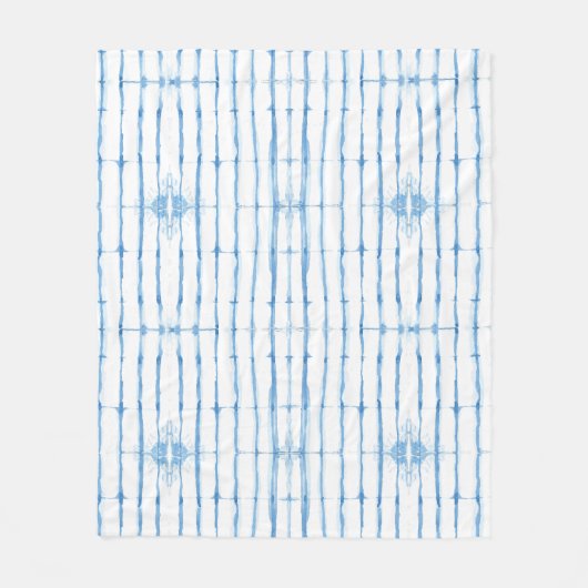 Shibori Gefärbte Krawatte Blue Line Muster Fleece  (Vorderseite)