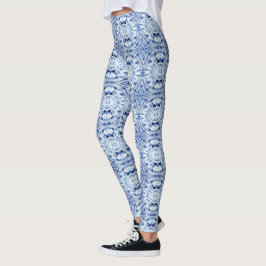 Shibori Gefärbte Krawatte Blue White Indigo Asiati Leggings