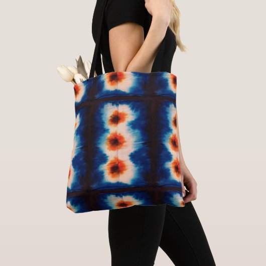 Shibori Gefärbte Krawatte Fabric Muster Boho Tasche (Von Nahem)