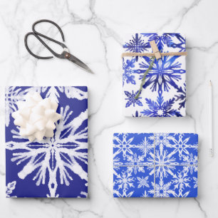 Shibori Gefärbte Krawatte Indigo Blaue Schneeflock Geschenkpapier Set