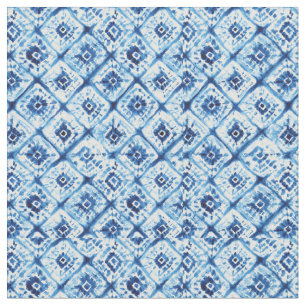 Shibori Gefärbte Krawatte Indigo Blue Abstrakt Stoff