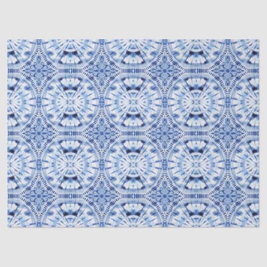 Shibori Gefärbte Krawatte Indigo Blue White Asian  Seidenpapier (Vorderseite)