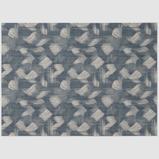 Shibori Gefärbte Krawatte Indigo Japanischer Pinse Seidenpapier (Vorderseite)