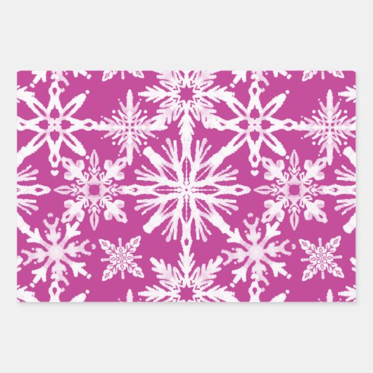 Shibori Gefärbte Krawatte Rosa Schneeflocken Muste Geschenkpapier Set (Vorderseite)