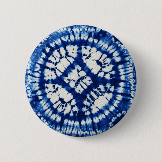 Shibori Gefärbte Krawatte South Seas Indigo Batik Button (Vorderseite)
