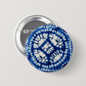 Shibori Gefärbte Krawatte South Seas Indigo Batik Button (Vorne & Hinten)