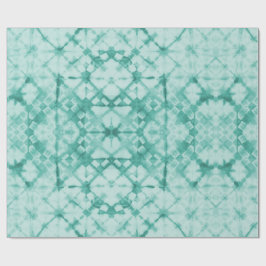 Shibori gefärbtes Schachbrett Türkis Geschenkpapier