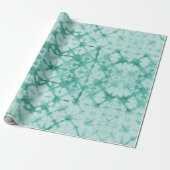Shibori gefärbtes Schachbrett Türkis Geschenkpapier (Ungerollt)