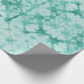 Shibori gefärbtes Schachbrett Türkis Geschenkpapier (Ecke)