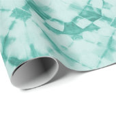 Shibori gefärbtes Schachbrett Türkis Geschenkpapier (Rolleneckpunkt)
