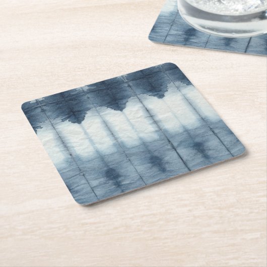 Shibori Indigio Print Rechteckiger Pappuntersetzer (angewinkelt)