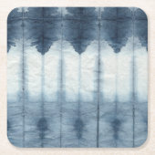 Shibori Indigio Print Rechteckiger Pappuntersetzer (Vorderseite)