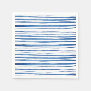 Shibori indigo Blaue Aquarellstreifen Muster Serviette