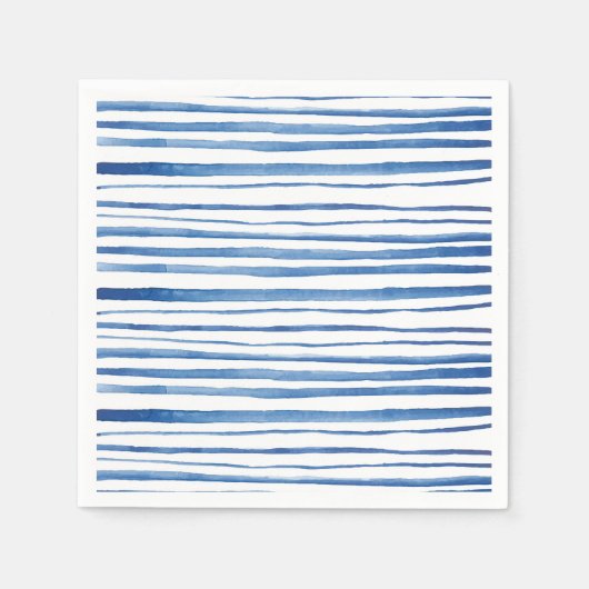 Shibori indigo Blaue Aquarellstreifen Muster Serviette (Vorderseite)