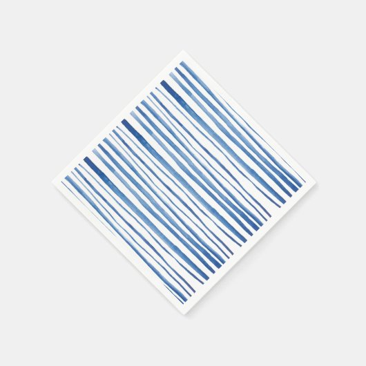 Shibori indigo Blaue Aquarellstreifen Muster Serviette (Ecke)
